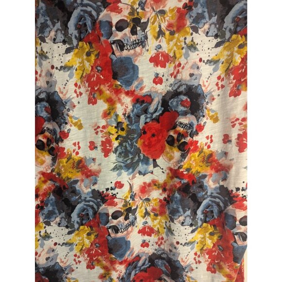 Torrid Classic Fit Tee Womens Sz 1/ 1X Floral & Skulls Print Colorful Boho Artsy - Picture 5 of 8